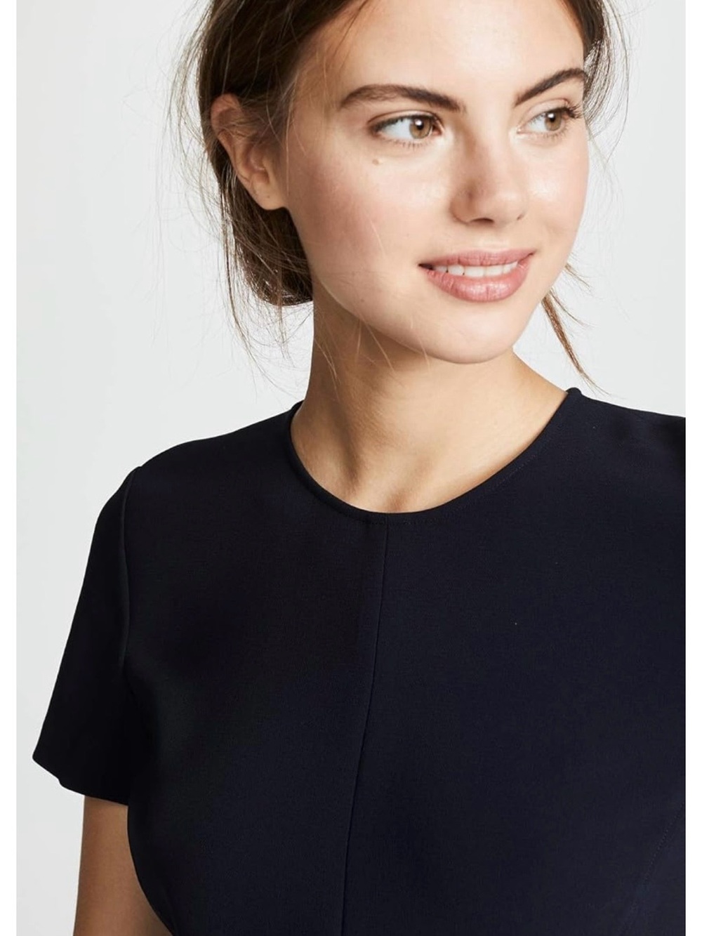 Theory Modern Seamed Shift Fit-And-Flare Crepe Dress. Black. Size 2 - Picture 4 of 9